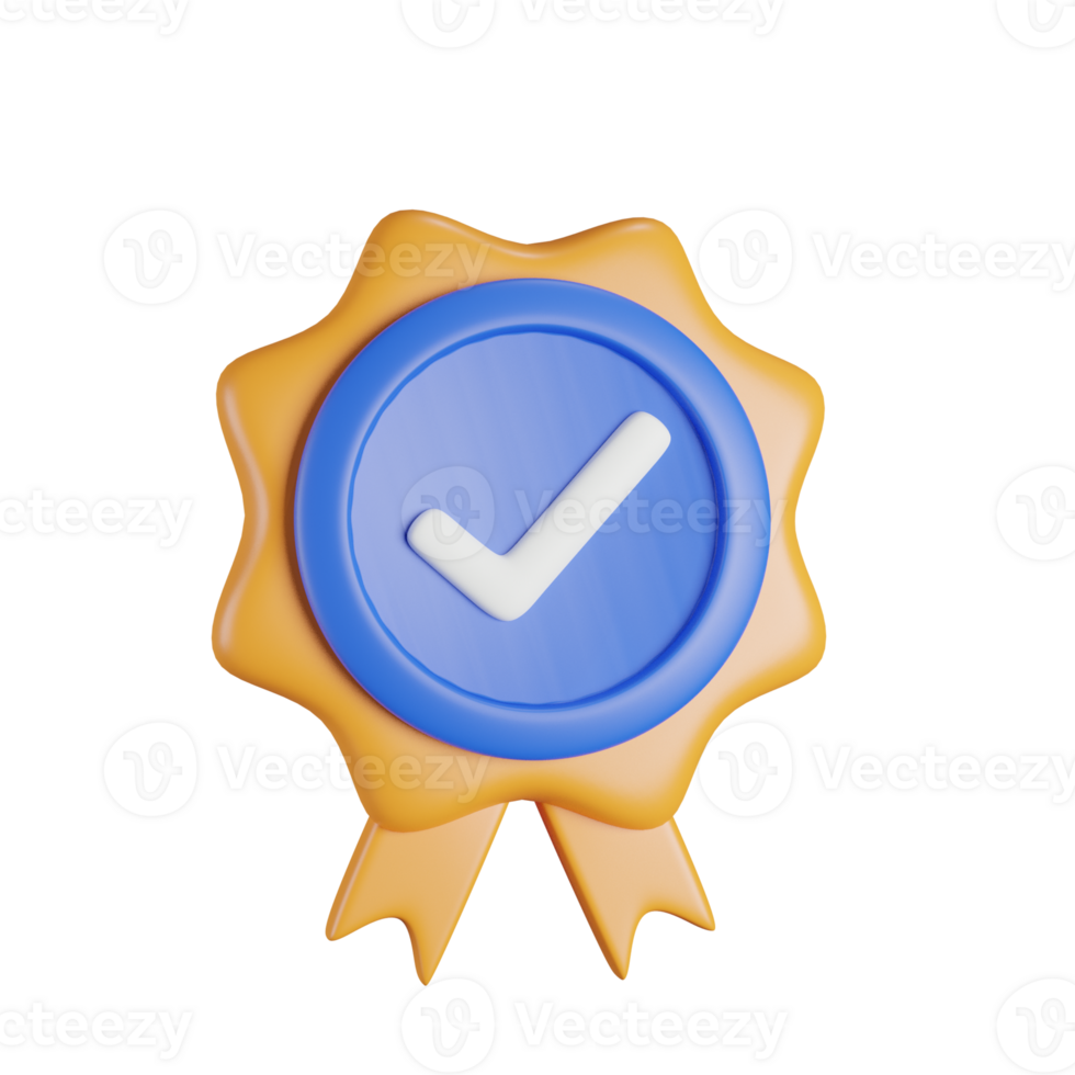 3d beautiful badge checklist verified achievement png