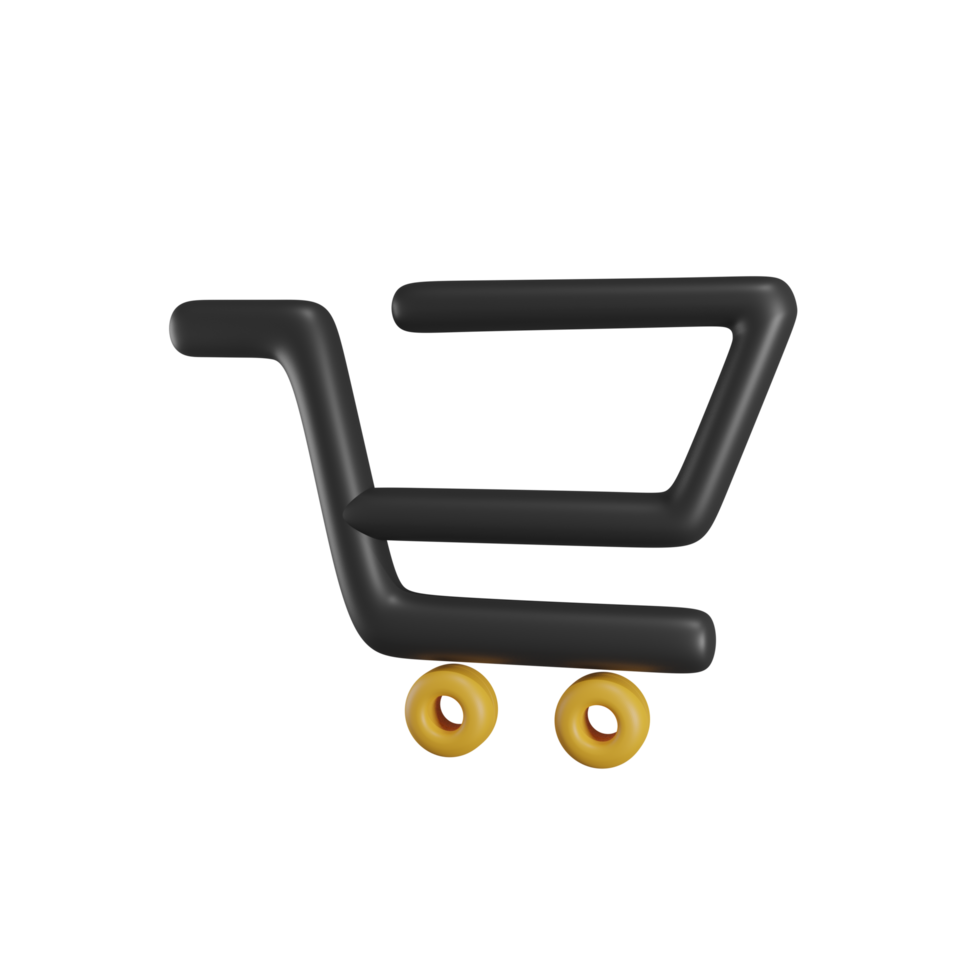 3D Trolley Cart Icon for Marketplace Apps black angle side png