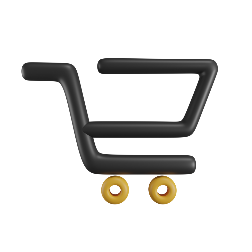 3D Trolley Cart Icon for Marketplace Apps black and yellow png