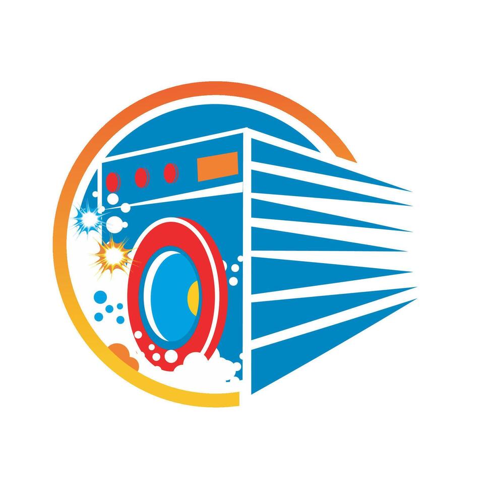Laundry washing machine logo vector