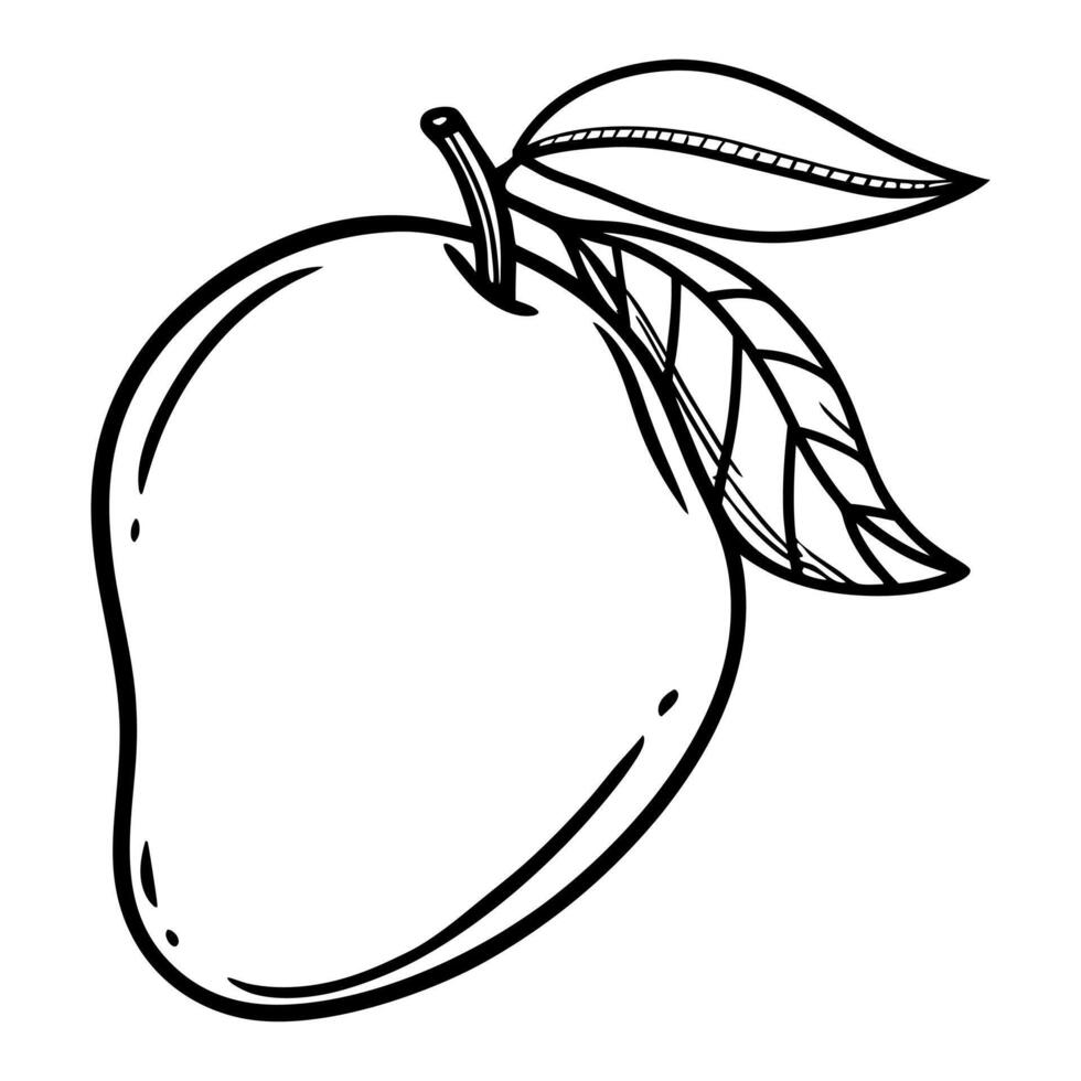 Cute Cartoon Mango with Leaf on Wooden Surface vector