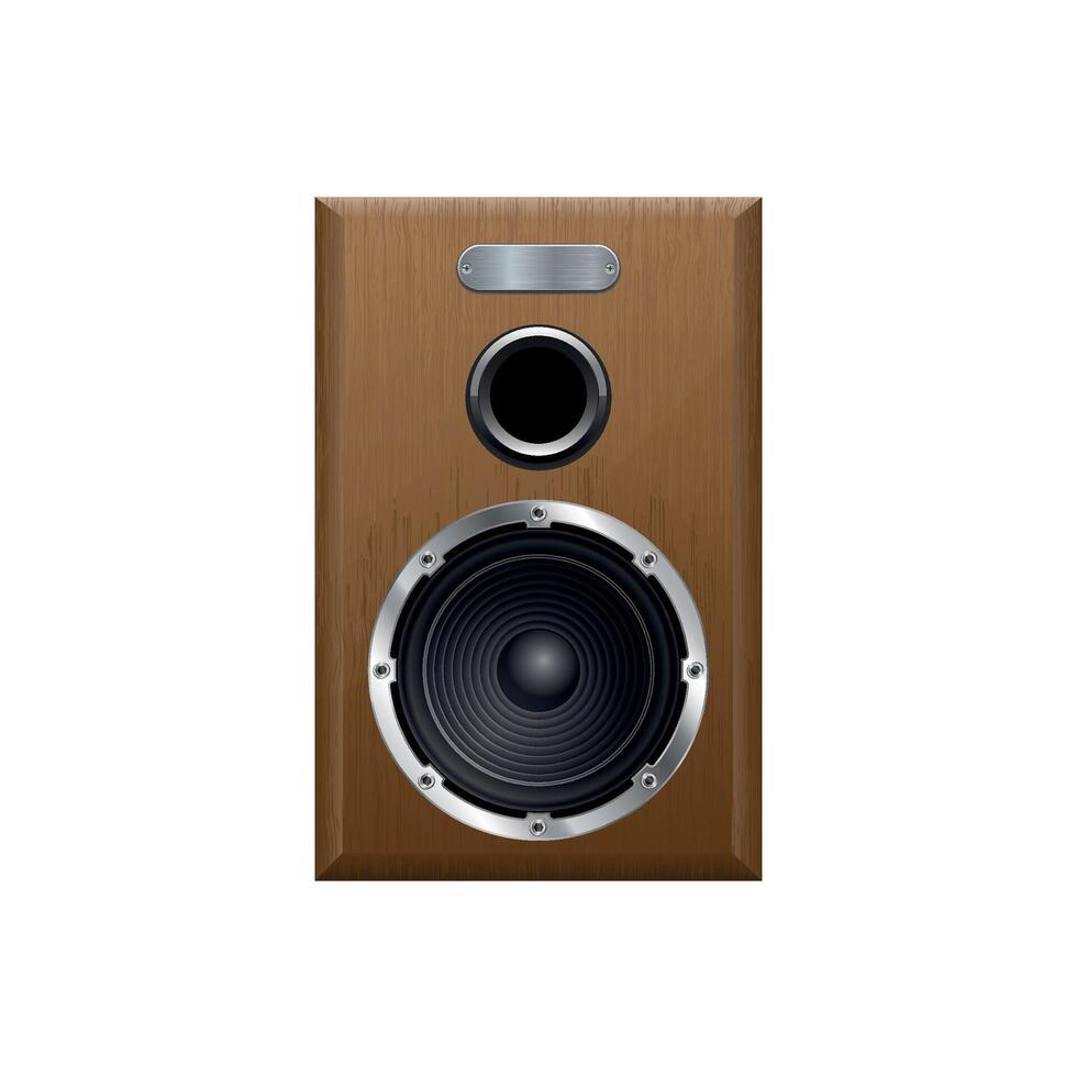 tabletop speaker with one dynamic and a subwoofer in a wooden case vector