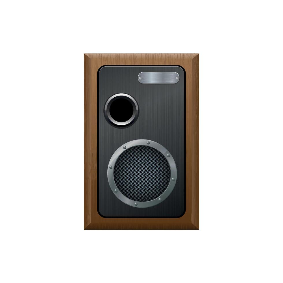 Music speaker with one dynamic and a subwoofer in a wooden case vector