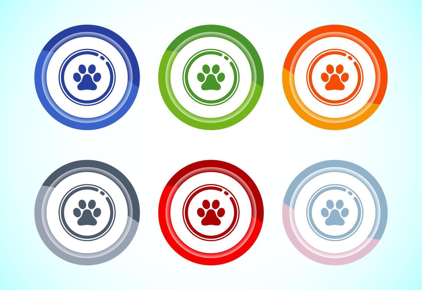 Pet friendly icon design, Animal friendly label, badge, sign, symbol, 6 color button design vector