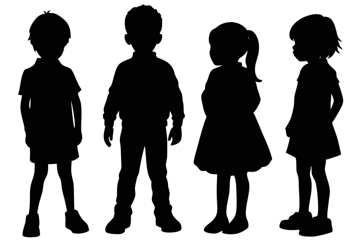 Standing Children Silhouette for Creative Advertising Projects vector