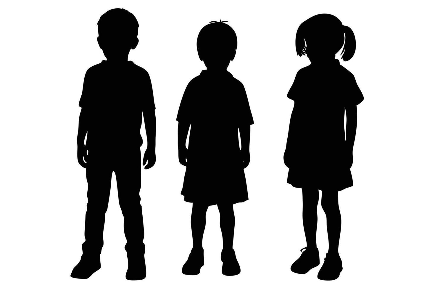 Standing Children Silhouette for Art and Illustration Inspiration vector
