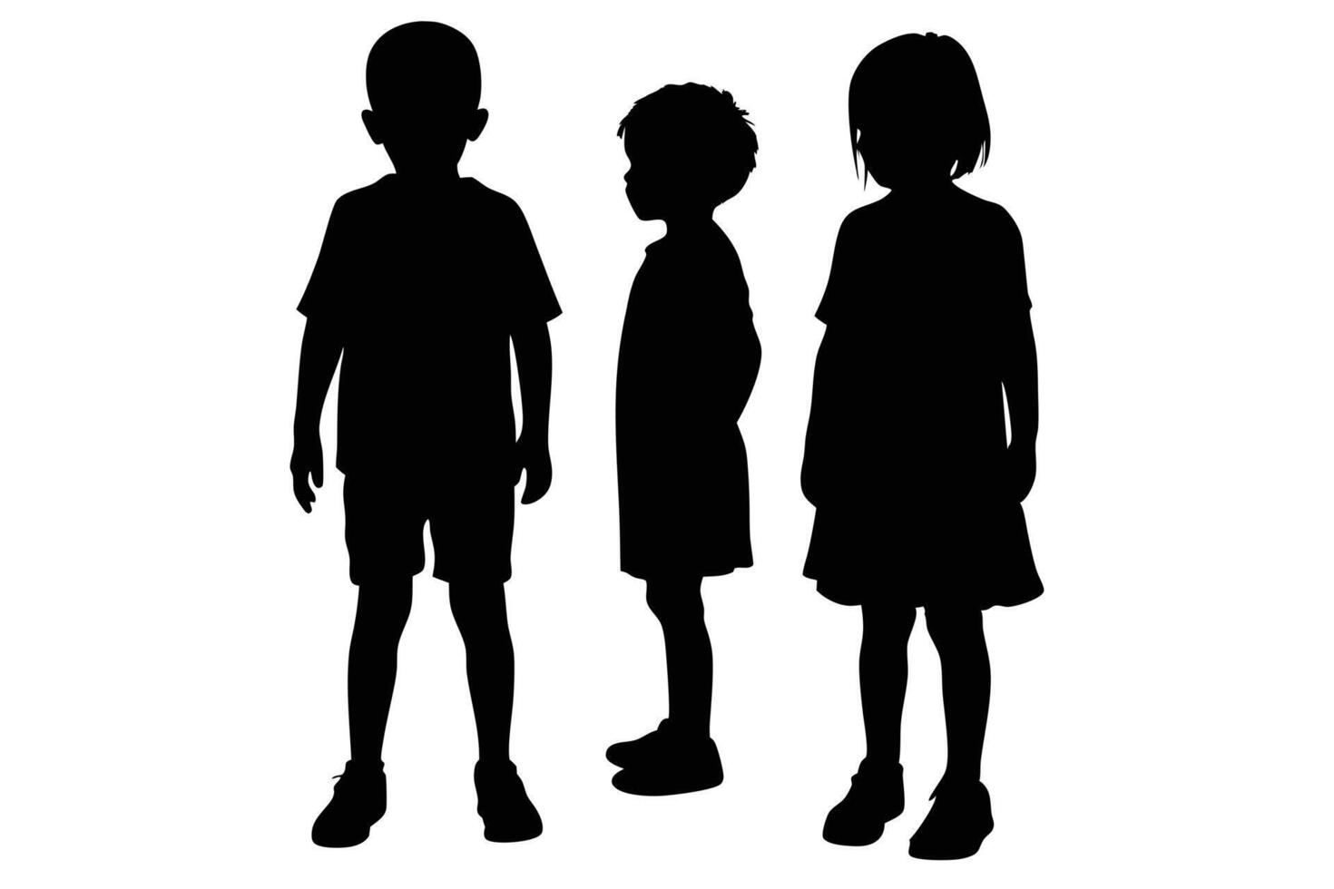 Standing Children Silhouette for Silhouette-Based Logo Designs vector