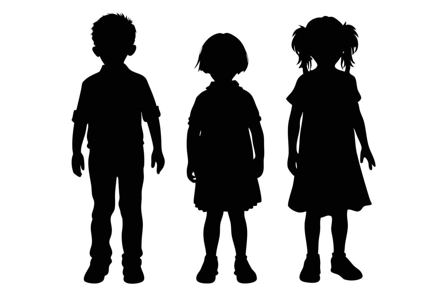 Standing Children Silhouette for Posters and T-Shirt Prints vector