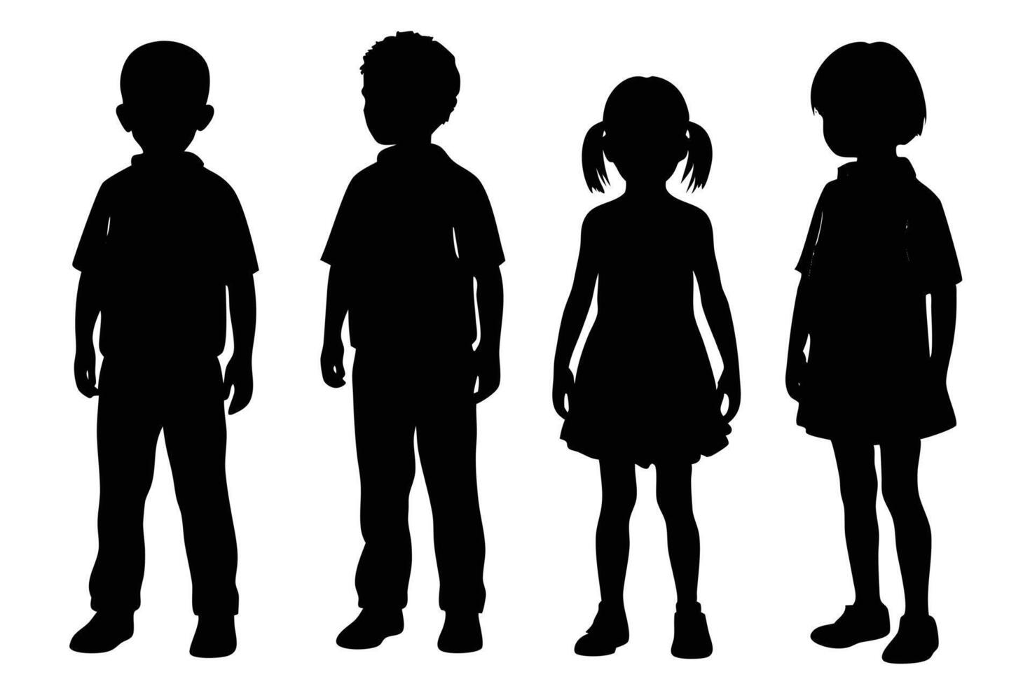 Standing Children Silhouette for Digital Scrapbooking and Collages vector