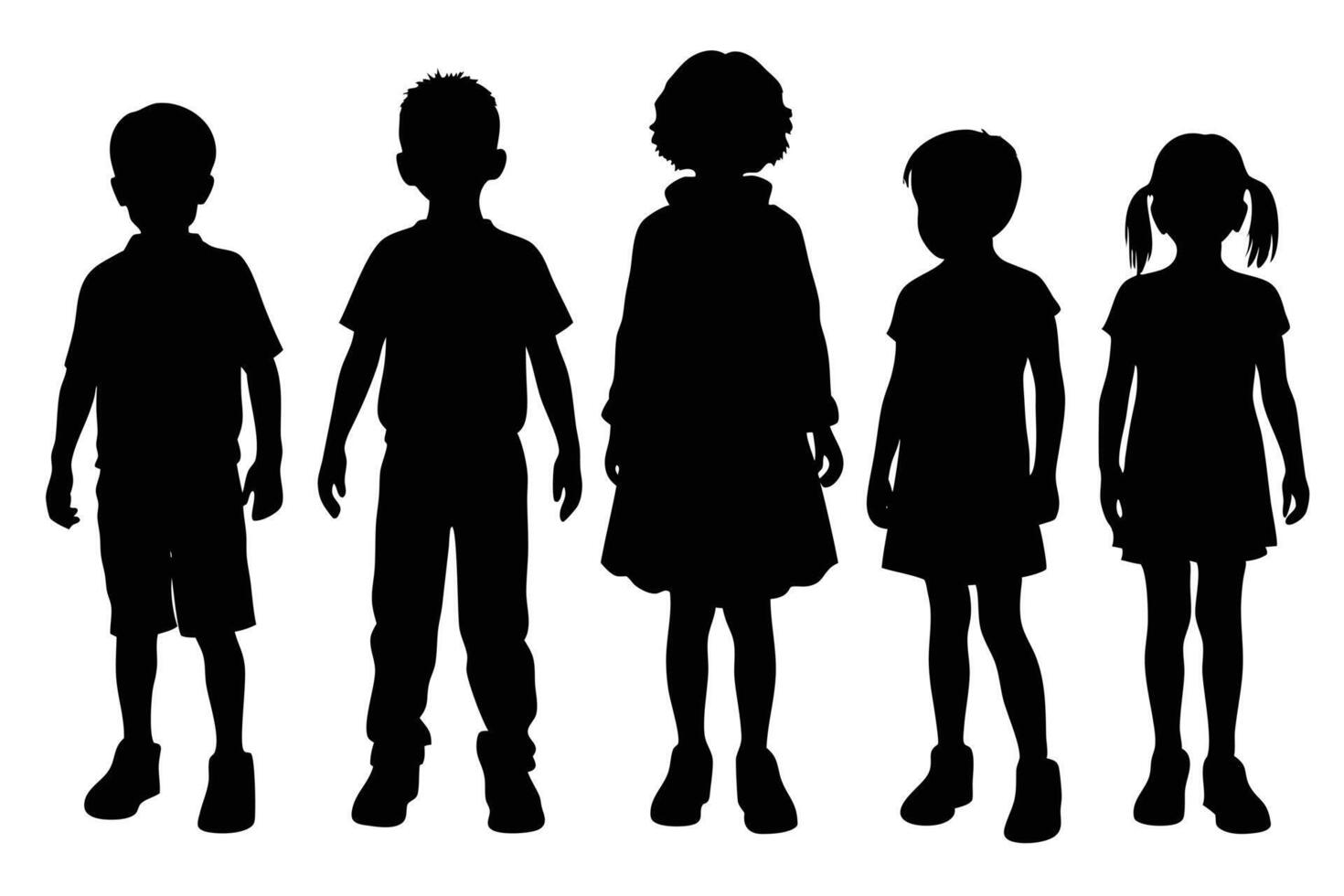 Standing Children Silhouette for Shadow and Abstract Concepts vector