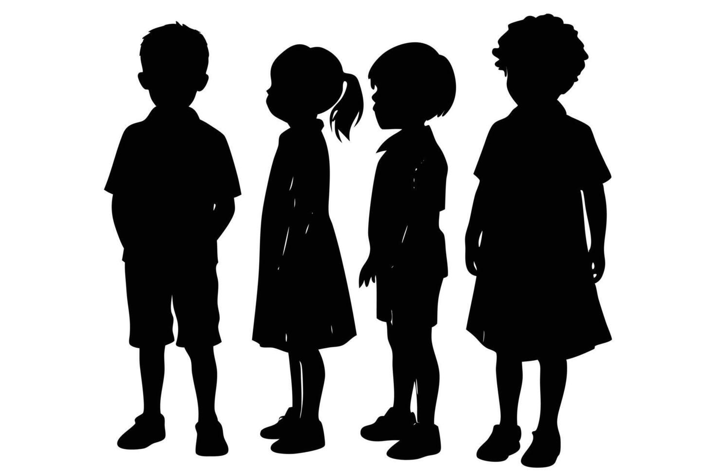 Standing Children Silhouette for Decorative Prints and Art vector