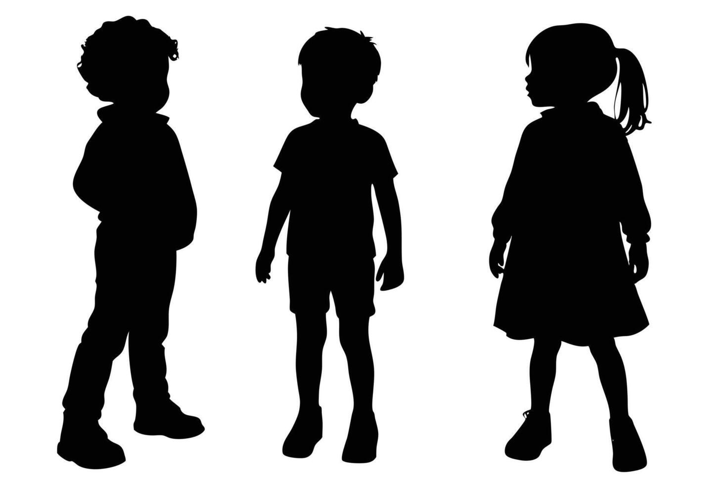 Standing Children Silhouette for Cartoon and Comic Illustrations vector