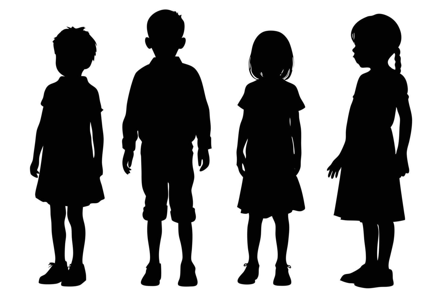 Standing Children Silhouette for Beautiful Digital Paintings vector