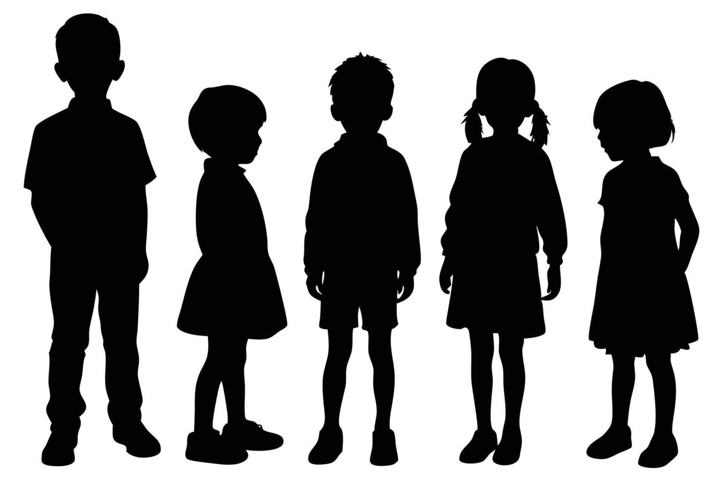 Standing Children Silhouette for Books and Learning Materials vector