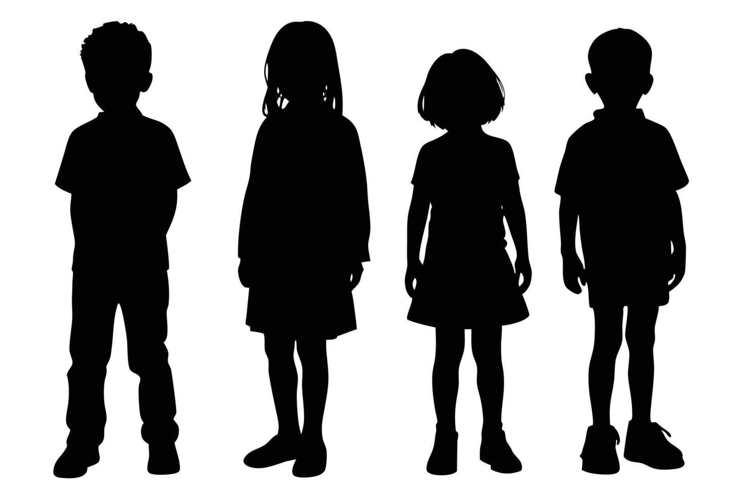 Standing Children Silhouette for Graphic and Website Designs vector