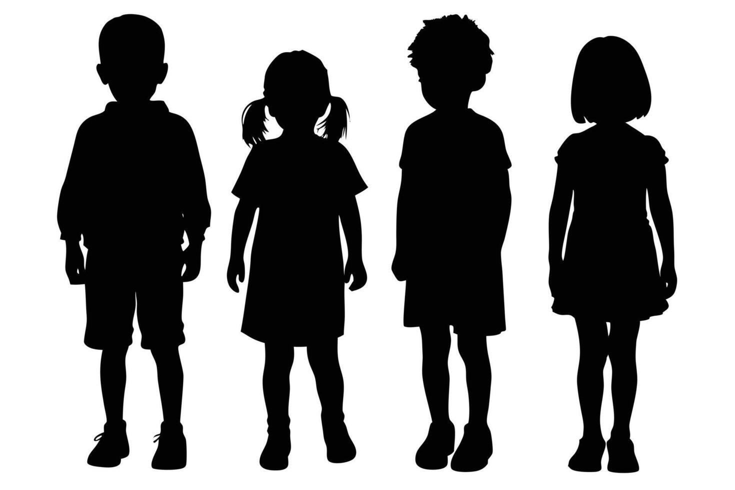 Standing Children Silhouette for School and Educational Posters vector