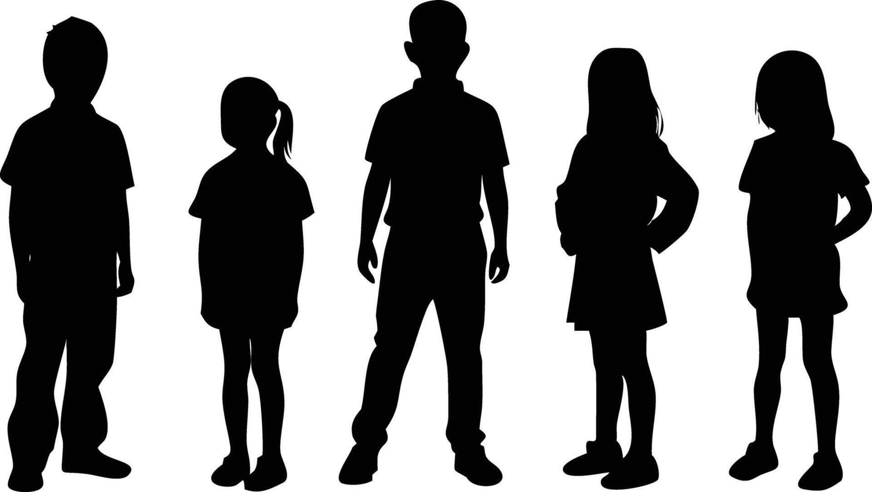 Standing Children Silhouette for Stationery and Paper Art vector