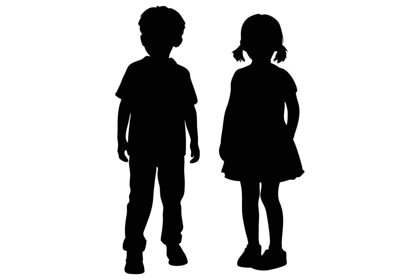 Standing Children Silhouette for Kids Storybook Illustrations vector