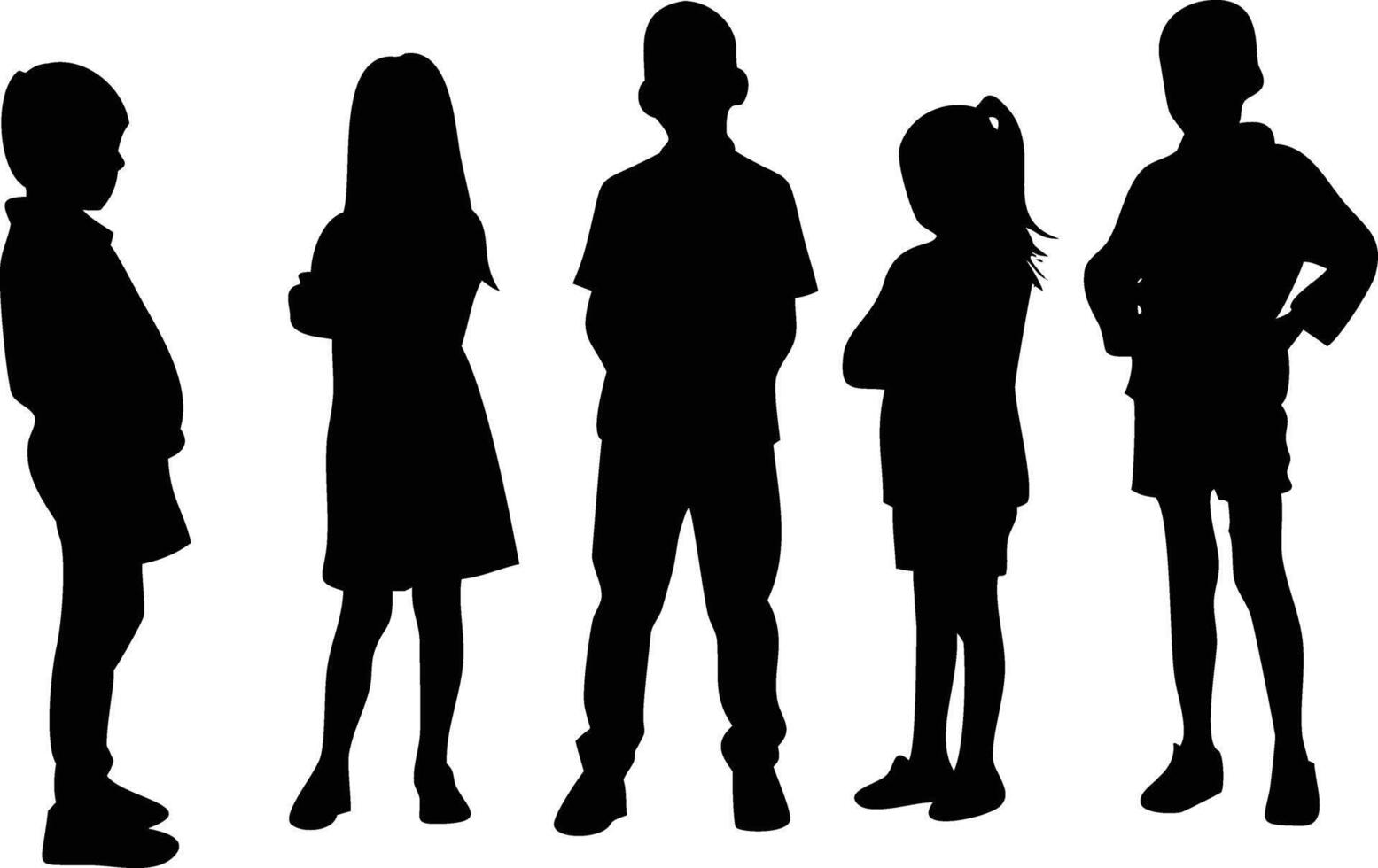 Standing Children Silhouette for Modern and Abstract Designs vector