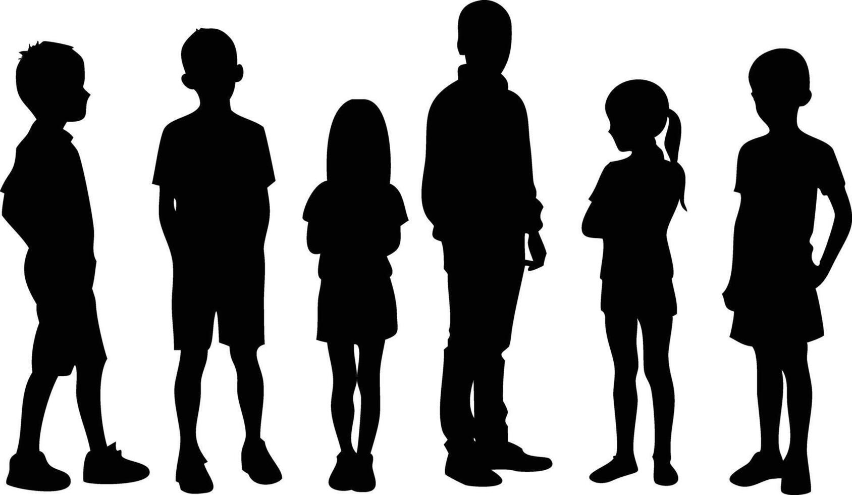 Standing Children Silhouette for Wall Art and Decor vector