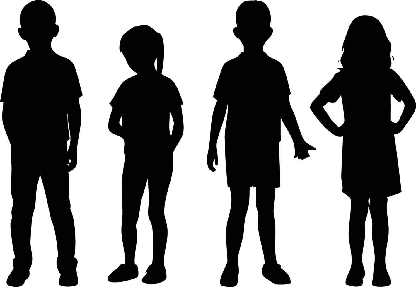 Standing Children Silhouette for Creative and Stylish Designs vector