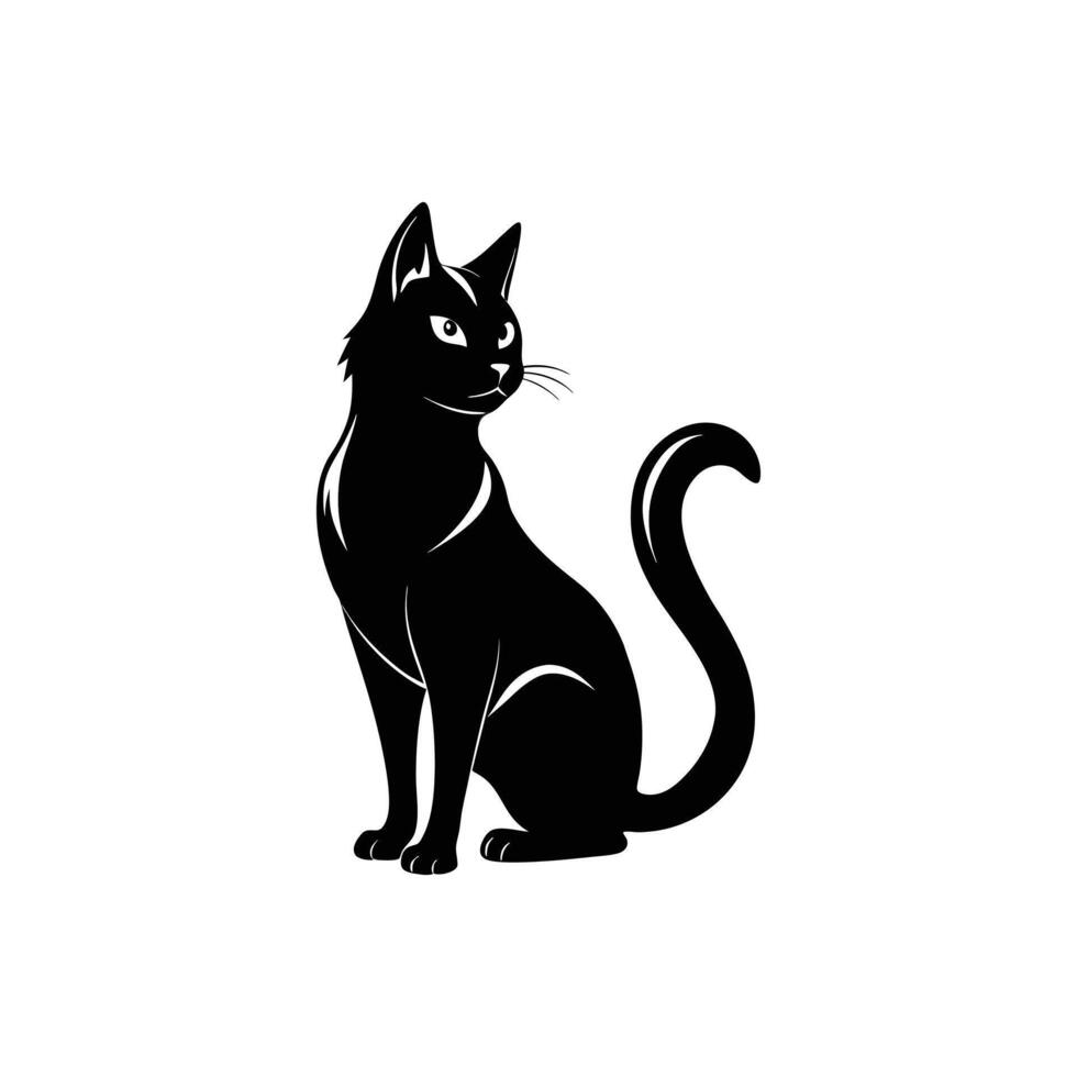 Minimalist Cat Silhouette Illustration Design On White Background vector