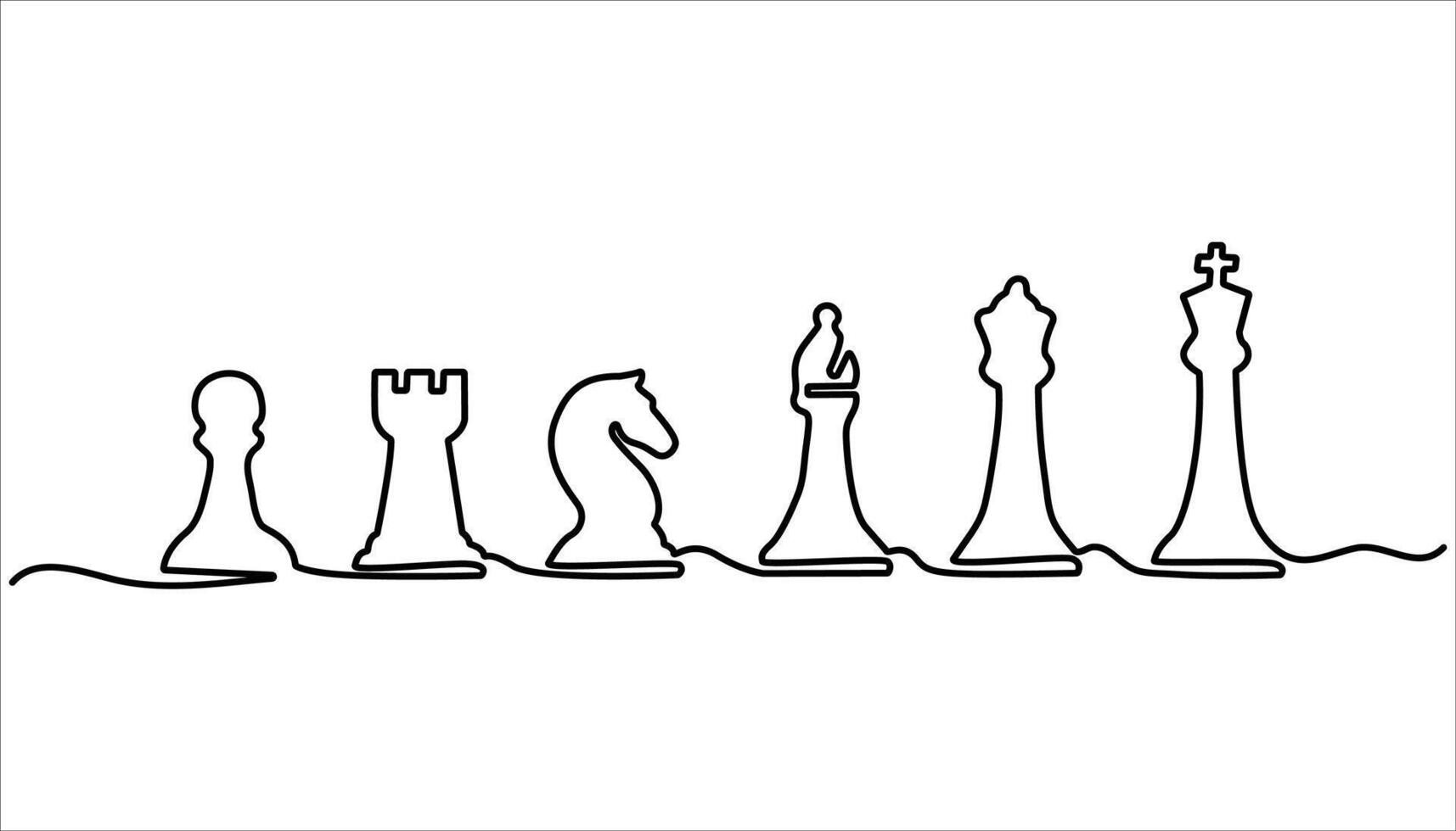 Continuous one line drawing of chess pieces. Strategic planning, business development strategy, tactics in entrepreneurship vector