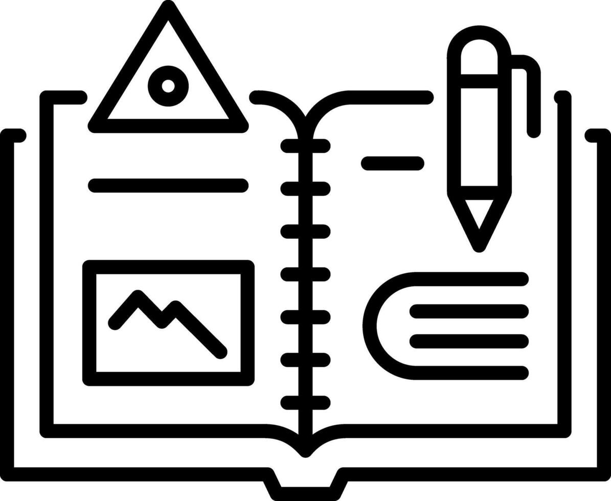 Homework book icon in linear style vector
