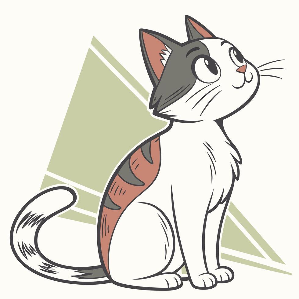 Adorable Cat Looking Up - Cute Feline Illustration vector