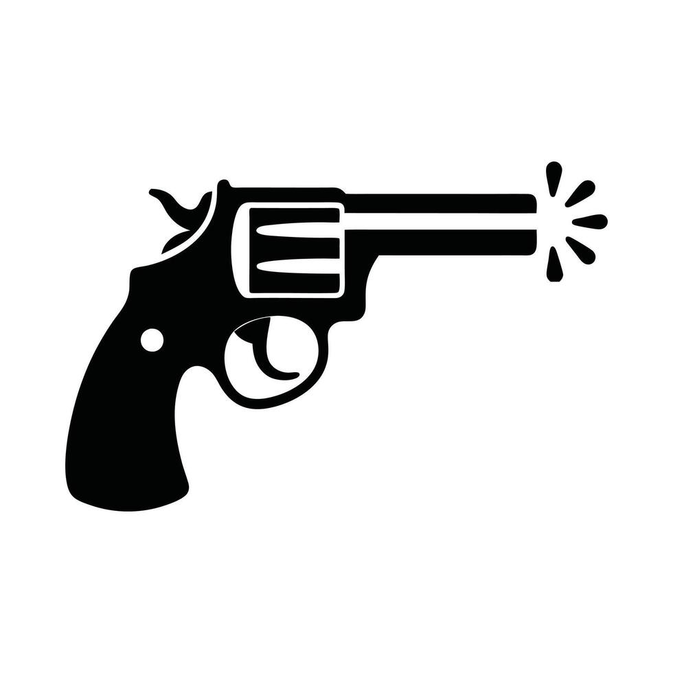 Revolver Gun Firing Silhouette Illustration vector