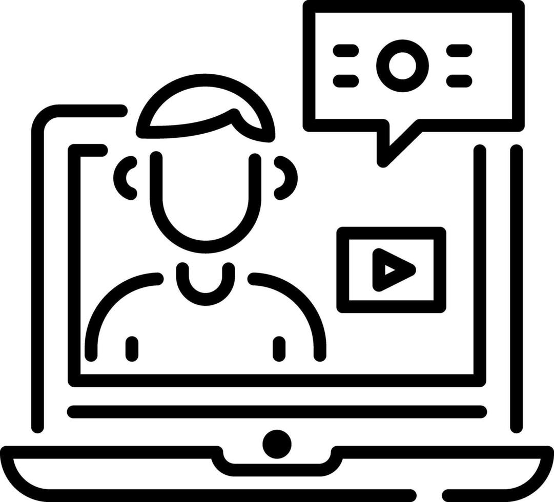 Online tutorial icon in line style vector