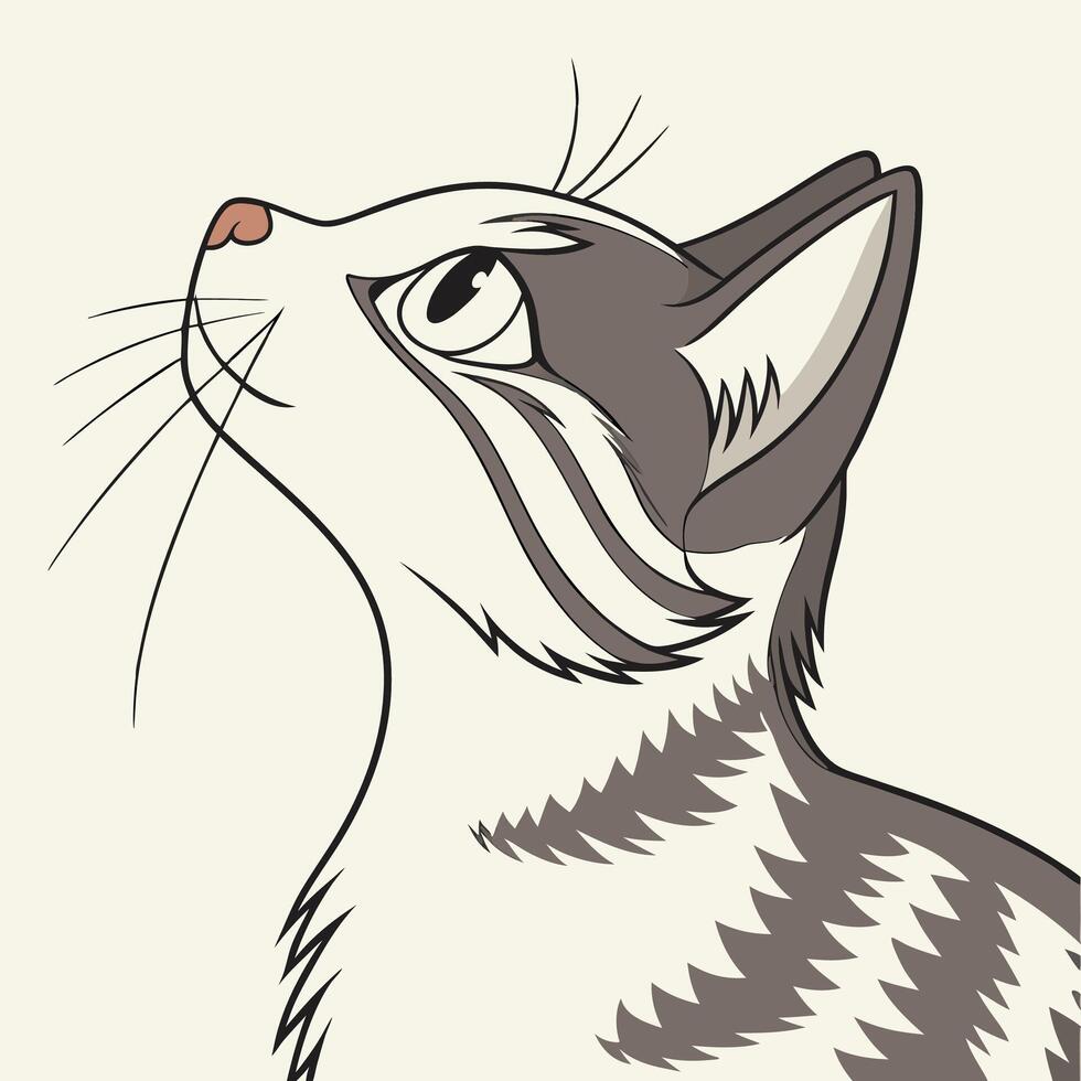 Adorable Cat Looking Up vector