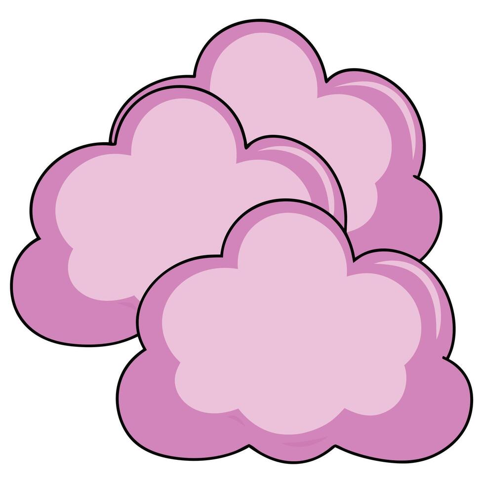 Cute Pink Cartoon Clouds, Fluffy, Dreamy, Soft, Sweet, Airy, Weather, Sky, Illustration, Design vector