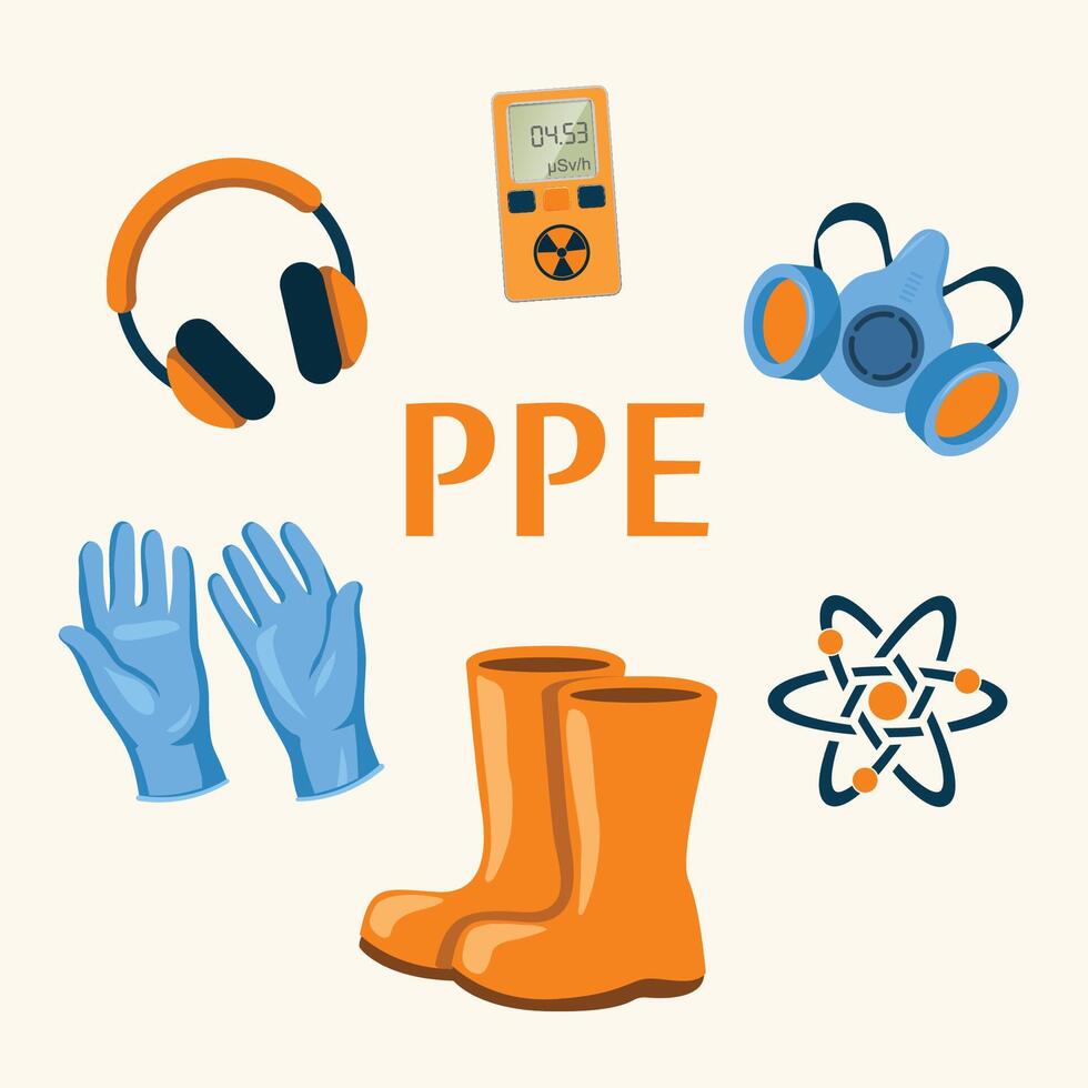 Hand drawn cartoon personal protective equipment vector