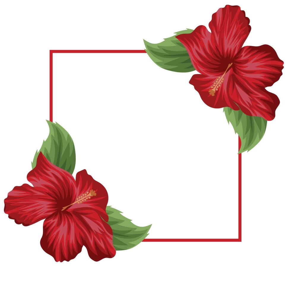 festive, conceptual poster with a square frame in the middle with open red mallows on either side of the frame, for cards, invitations or banners vector