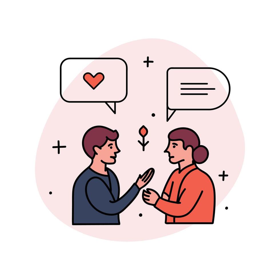 two people talking to each other vector