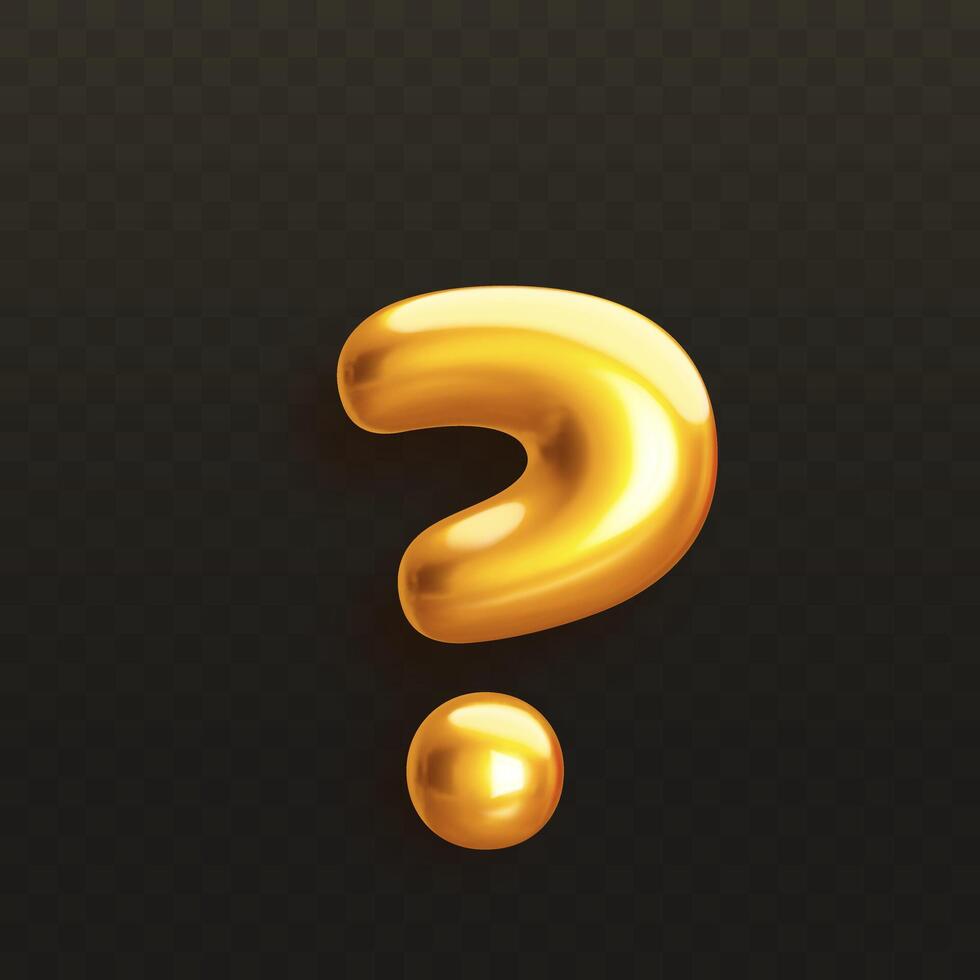 Glossy 3d question mark icon in realistic style vector