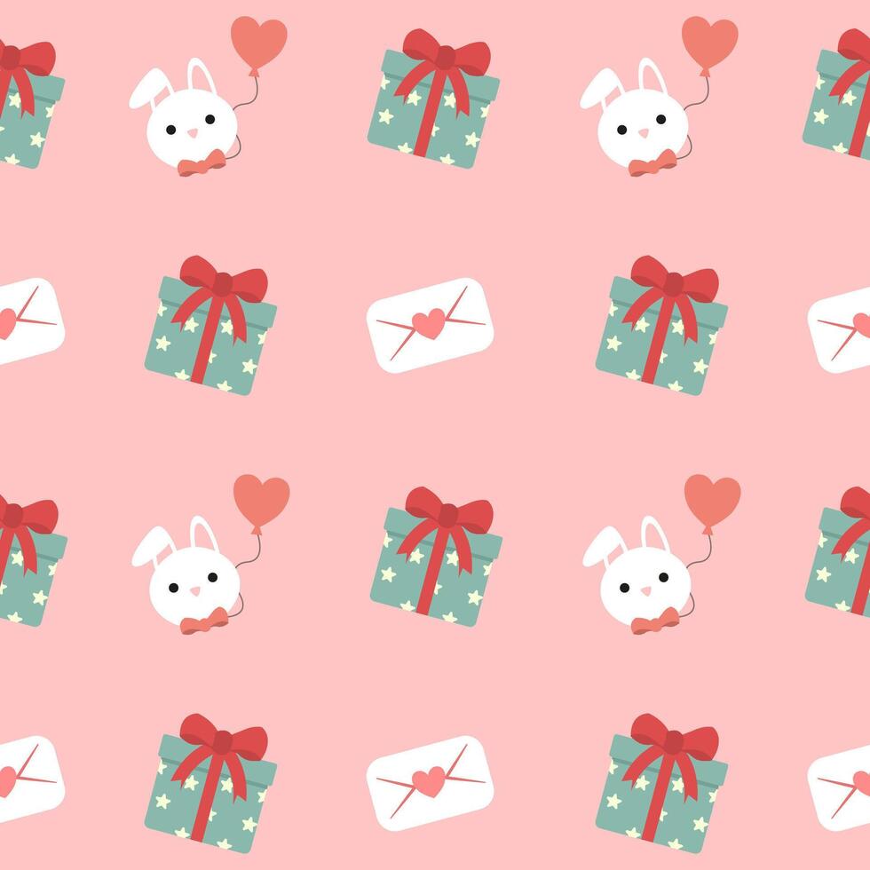 A pattern with a bunny and a heart vector