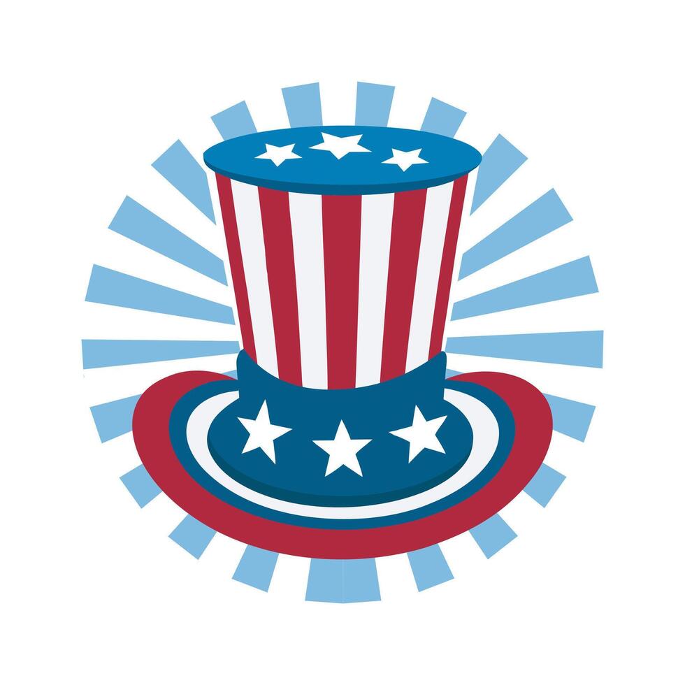 Patriotic uncle Sam hat, the iconic symbol of 4th of July celebrations vector
