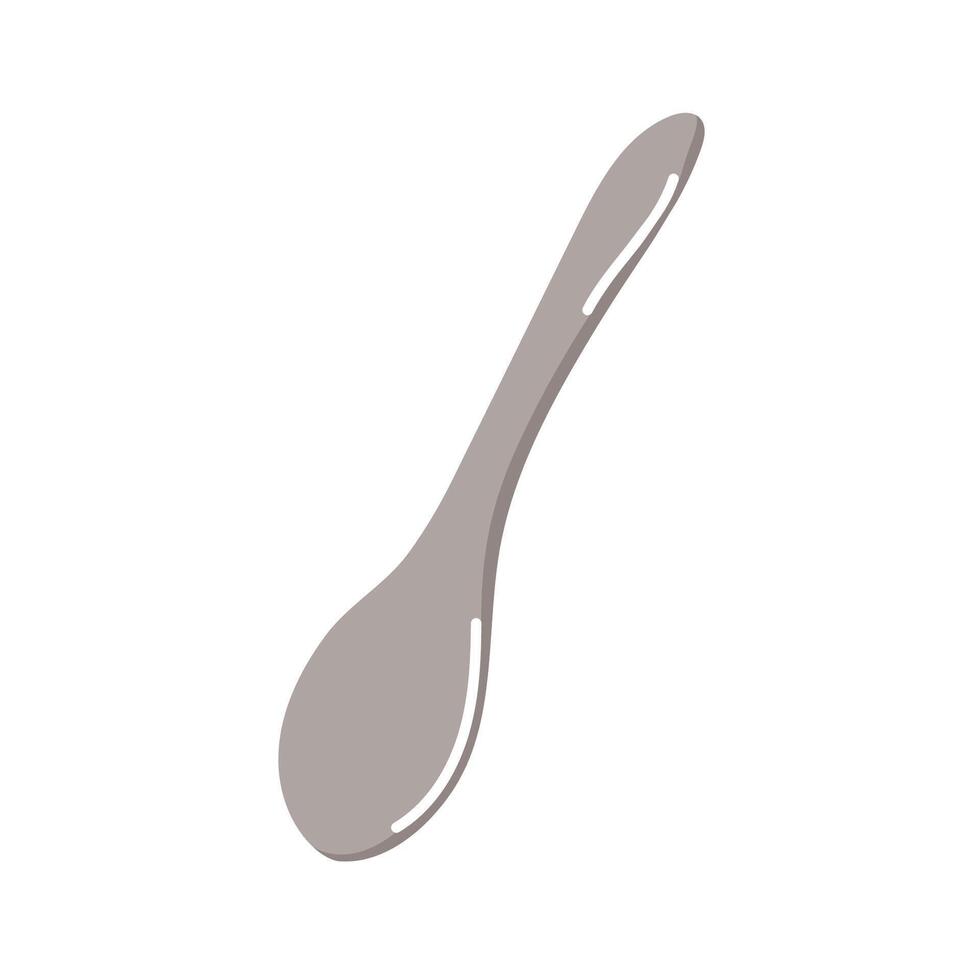 Metal spoon icon in flat style. Silver tableware design for kitchen. kitchenware illustration isolated on a white background. vector