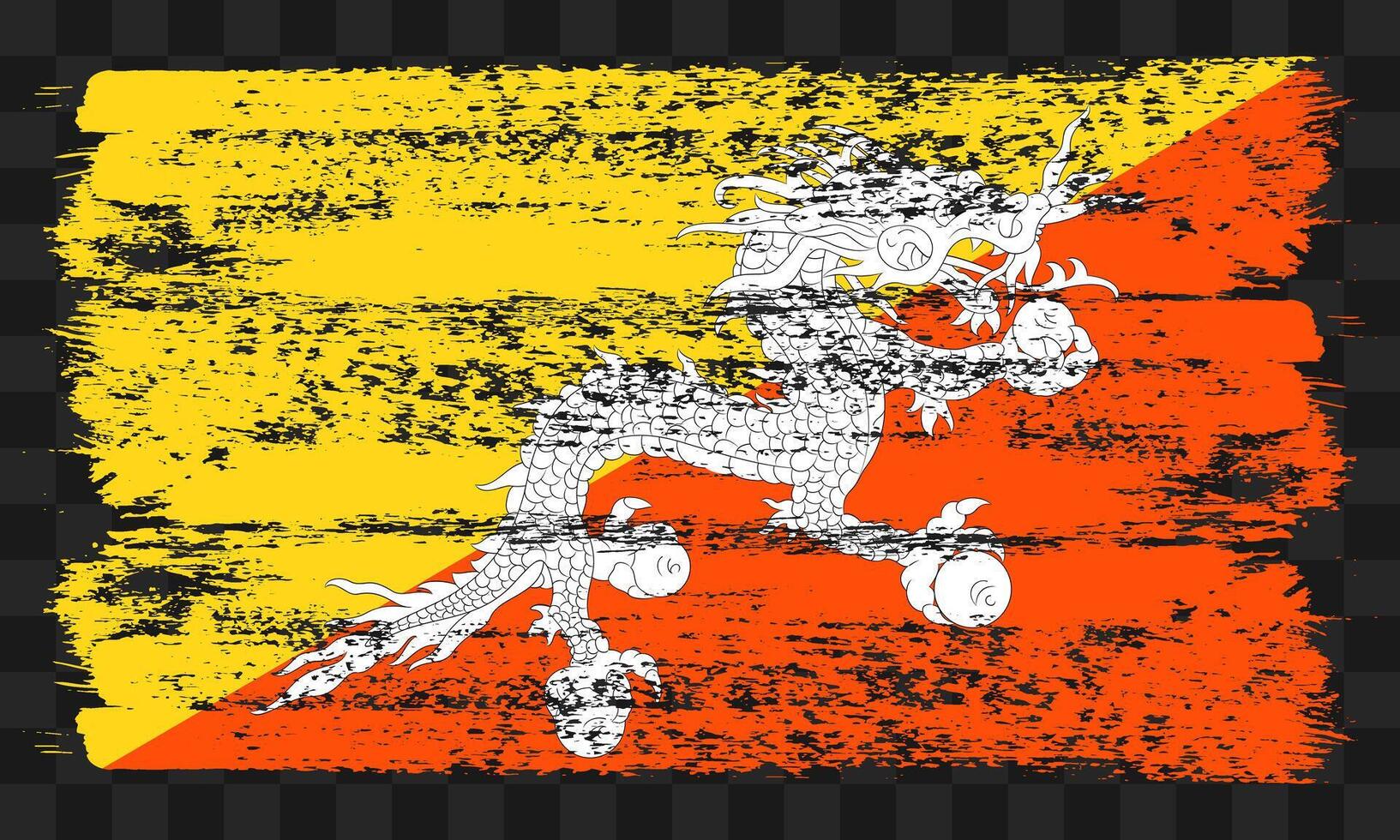 Bhutan flag in grunge style vector