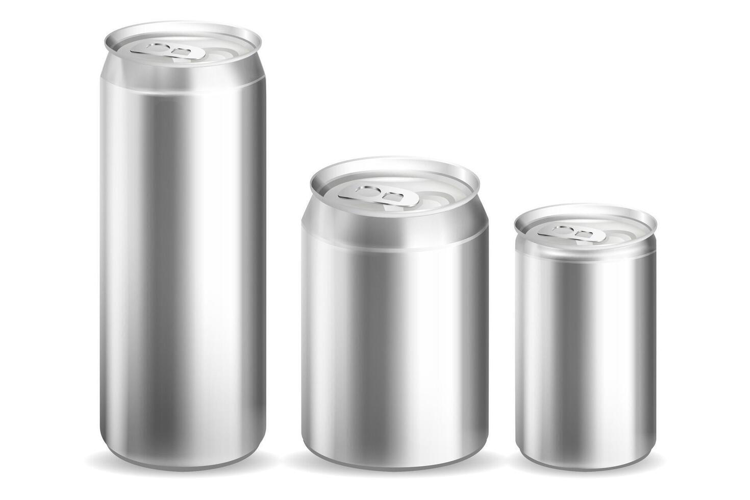 Realistic Detailed 3d Metal Cans Set. vector