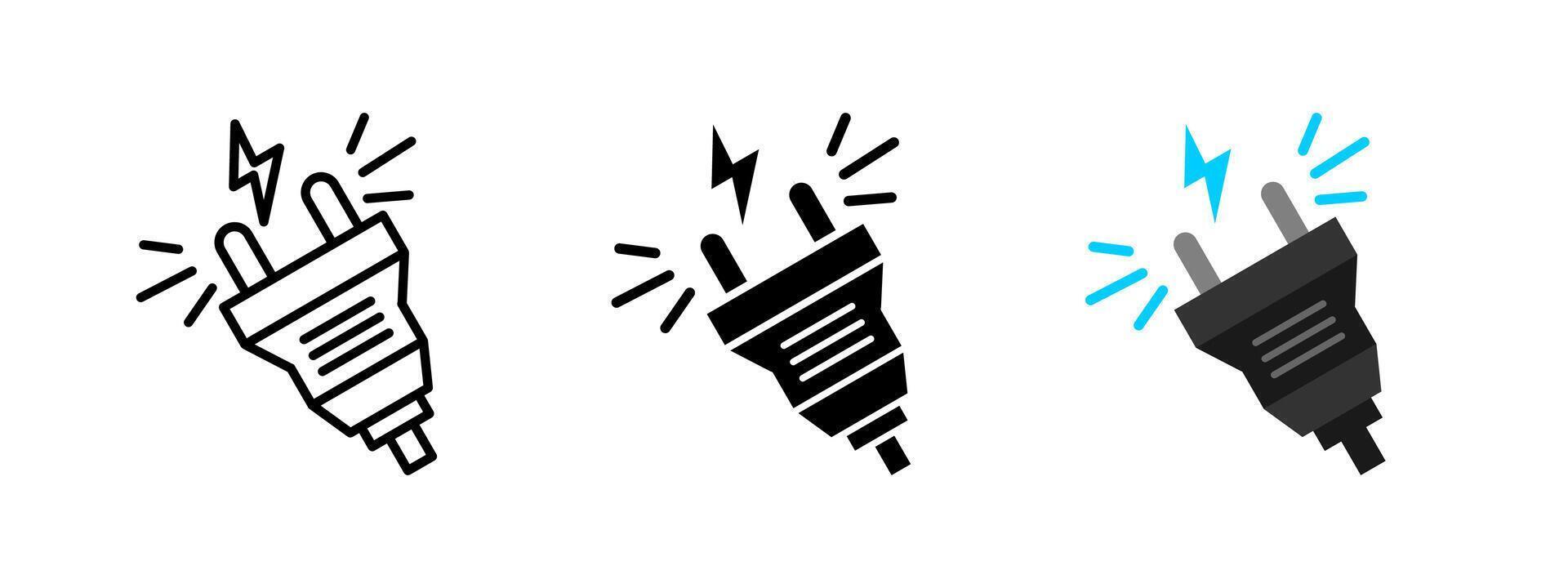 Plug socket electric icon. Power connection illustration. Electricity energy adapter symbol. Voltage supply safety sign. Household device current concept. vector