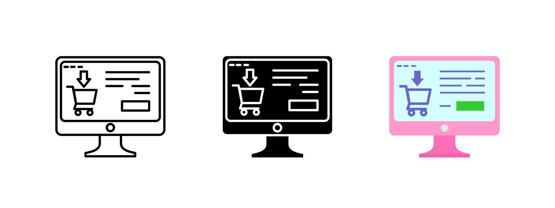 Online shopping icon. Ecommerce website illustration. Web store symbol. Buy and internet sale sign. Commerce and shop concept. Online order pictogram. vector