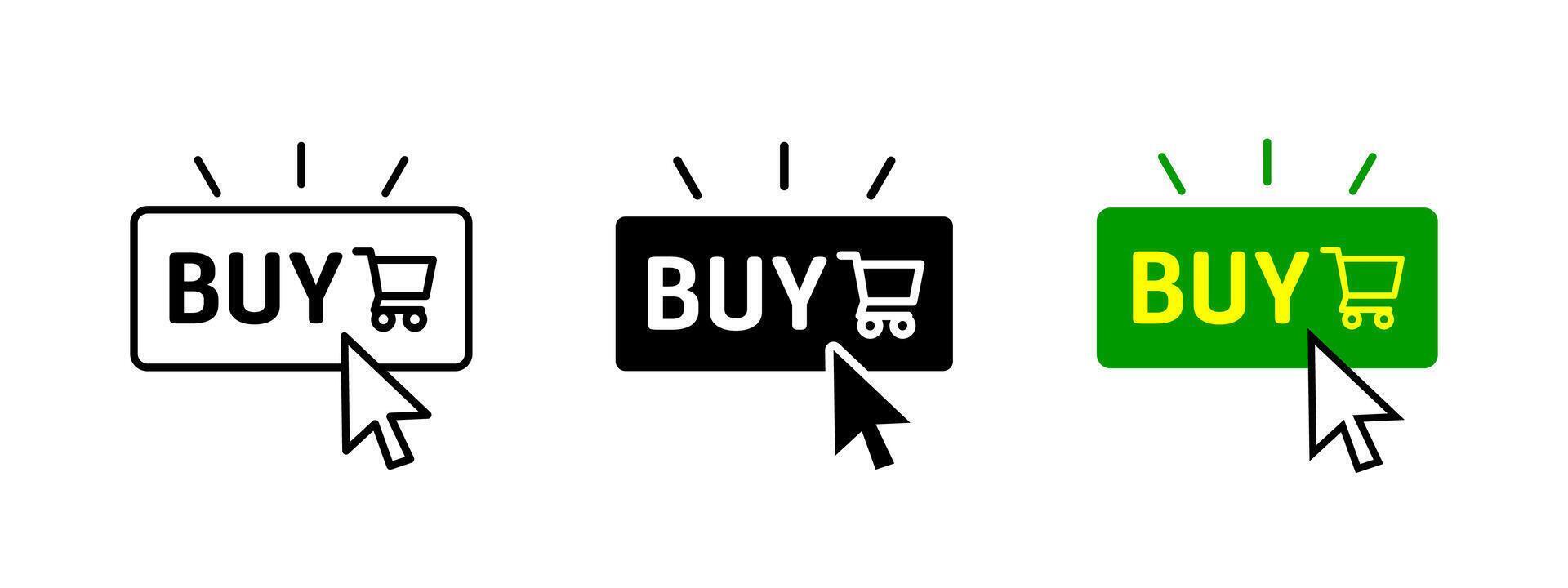 Buy icon. Shopping cart button illustration. Web click symbol. Ecommerce and online purchase sign. Internet commerce concept. Online store shopping cart button. Buy pictogram. vector