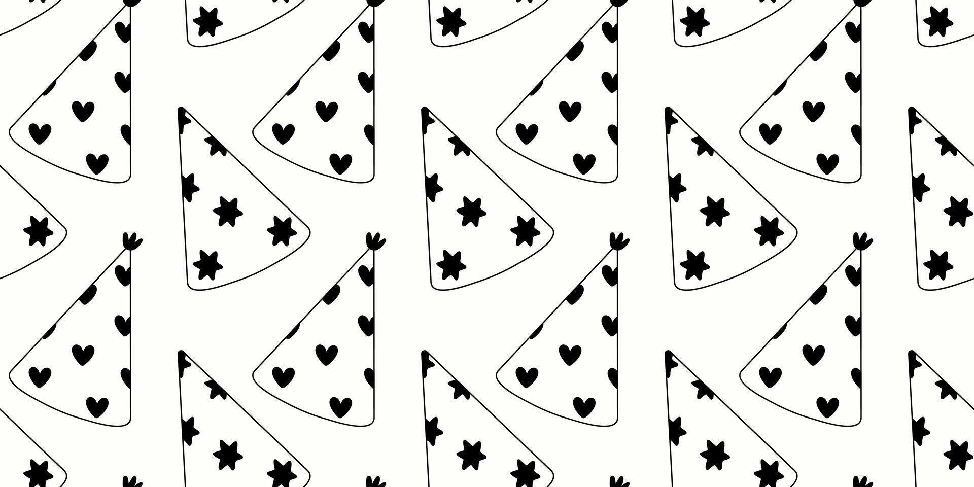 Festive patterns with hearts and stars on party hats for joyful celebrations vector