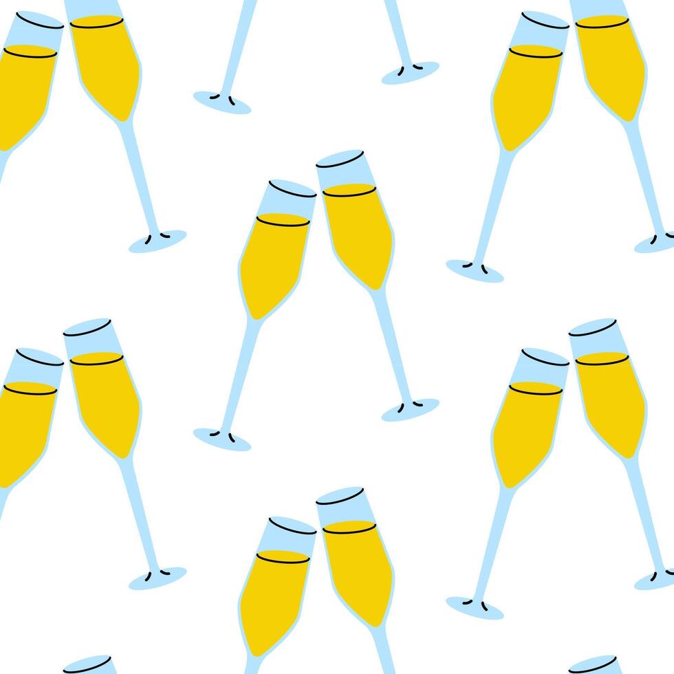 Cheers to celebration with colorful champagne flutes on a bright background vector