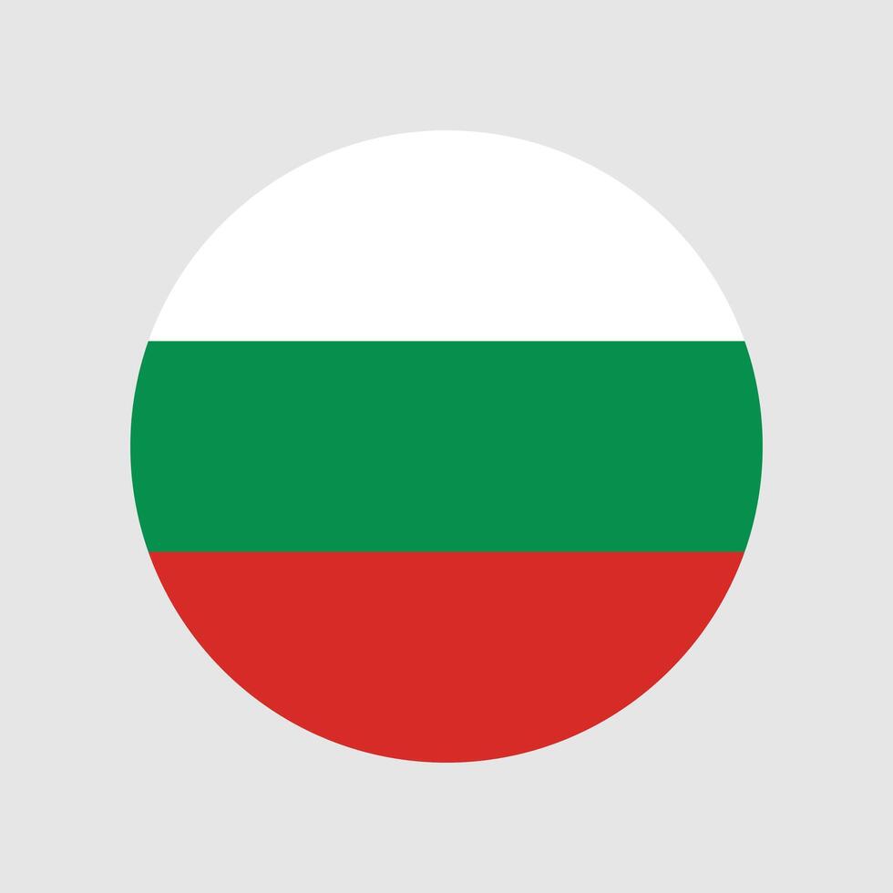 Flag of Bulgaria, Standard color. Round flag. Bulgaria flag button illustration. vector