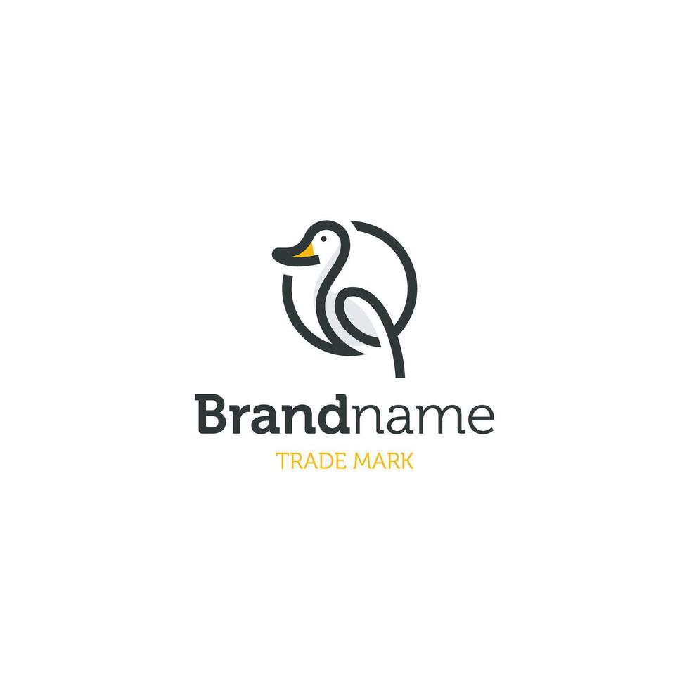 Creative duck logo Line art illustration, Duck monogram line art, Line Style Cute Illustration, icon line outline monoline vector