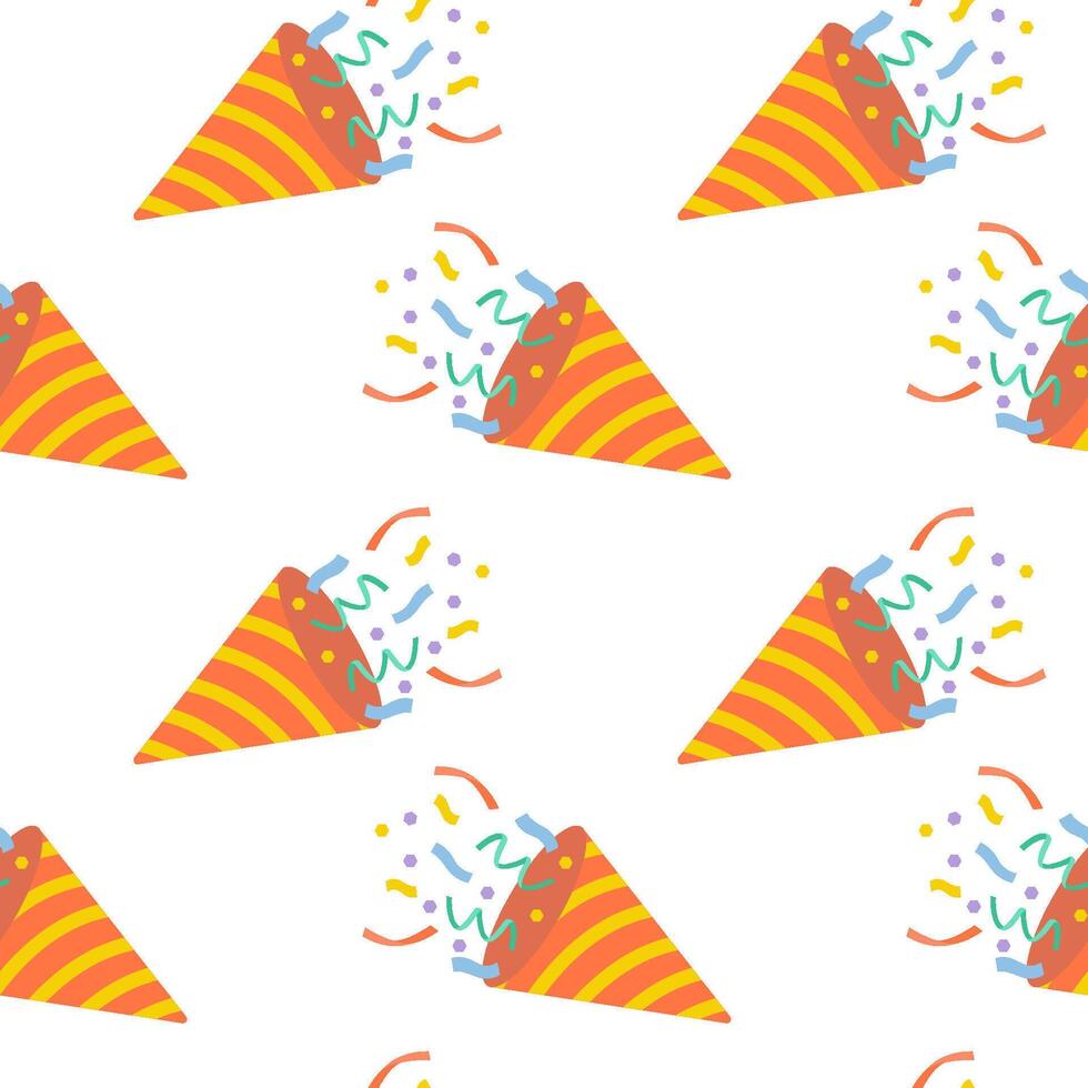 Colorful party hats with confetti create a fun festive background for celebrations vector
